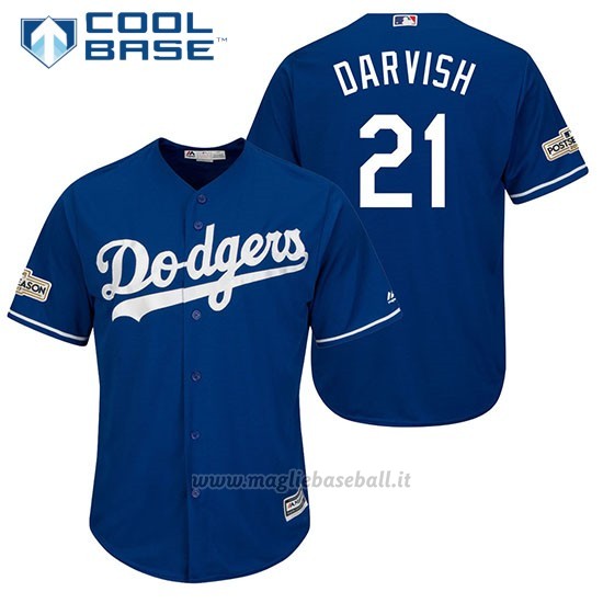 Maglia Baseball Uomo Los Angeles Dodgers 2017 Postseason Yu Darvish Cool Base
